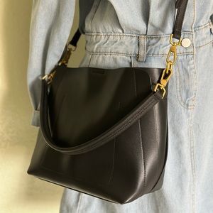 2 in 1 Women Black Leather crossbody bags Purse